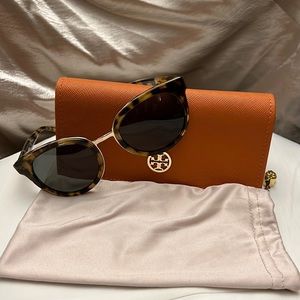 Tory Burch tortoise and gold sunglasses